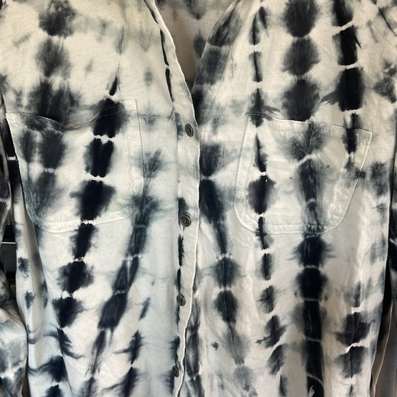 Rock‎ & Republic Black and White Tie Dye convertible Shirt 100% Cotton women’s M - Picture 4 of 8